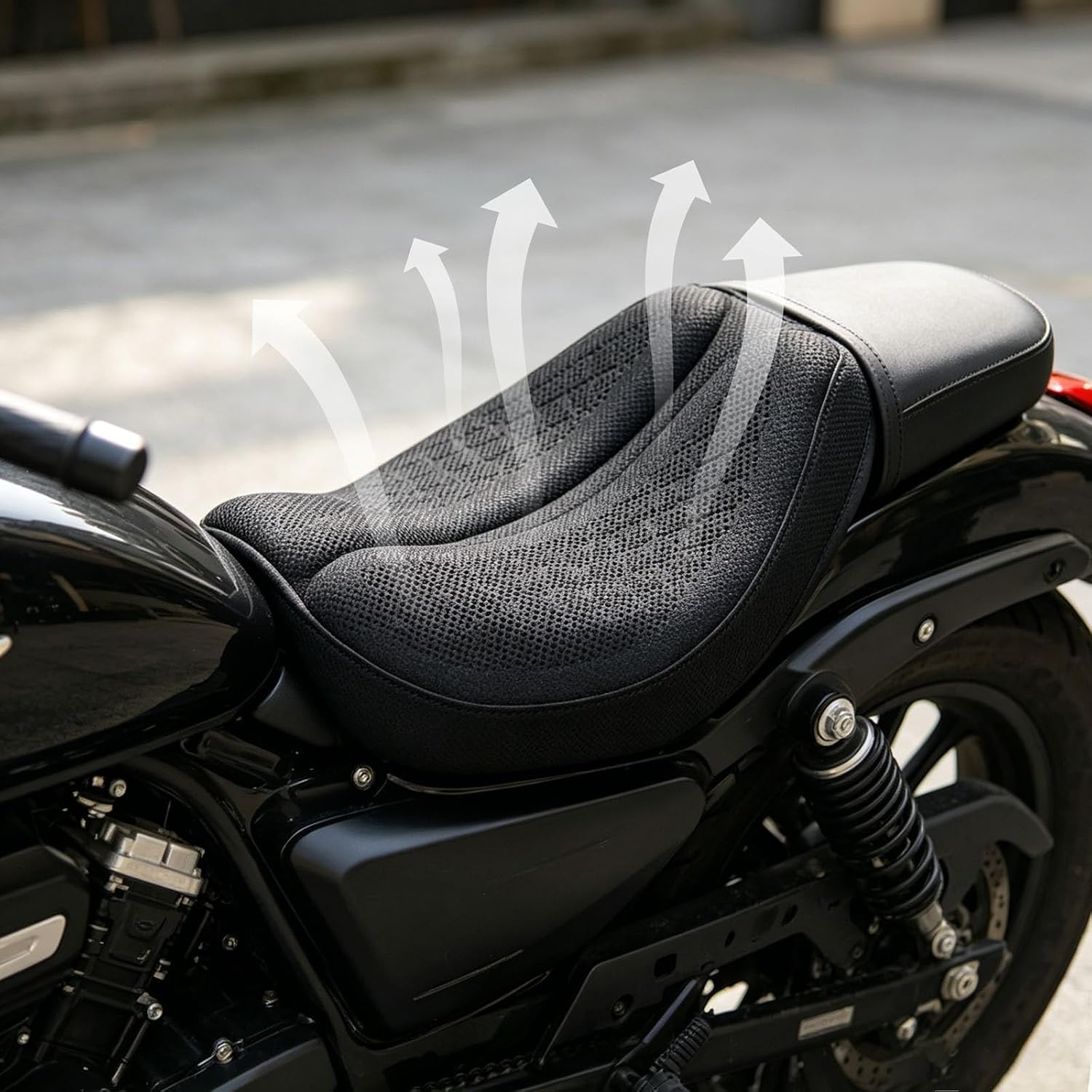 Motorcycle Seat Cushion, 100% Gel 3D-Honeycomb Rider Cushion for Motorcycle, Universal Non-Slip Grip Ergonomic Motor Seat Pad, Structure TPE Shock Absorption Breathable for Long Rides (Black)