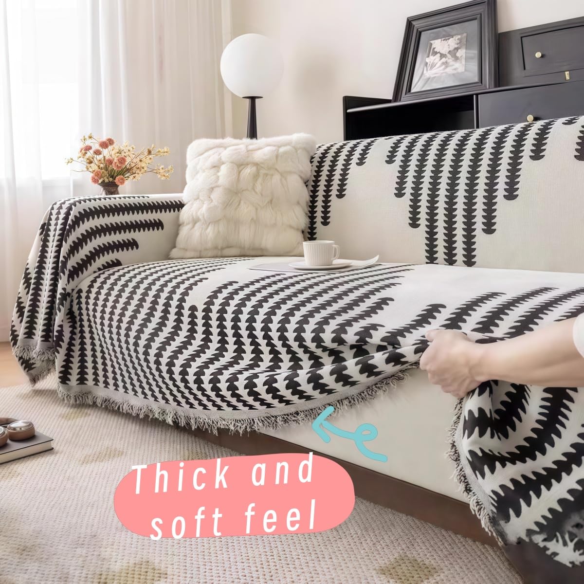 Générique Boho Elegance Chenille Sofa Cover,Micrscopic Double-Sided Reversible Chenille Sofa Covers,Pet-Friendly Washable Couch Covers, Anti-Cat Scratching, Durable Wrinkle Resistan (3,70.8 * 59 in)