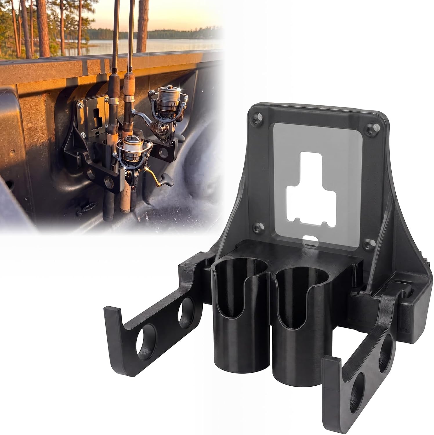 Fishing Rod Holder for Ford F150 Truck Bed for BoxLink & Tie Down Anchors | Holds 2 Fishing Rod Horizontally or Vertically,Fishing Rod Rack for F150 Boxlink System,Truck bed Tie Down Anchors rod holder