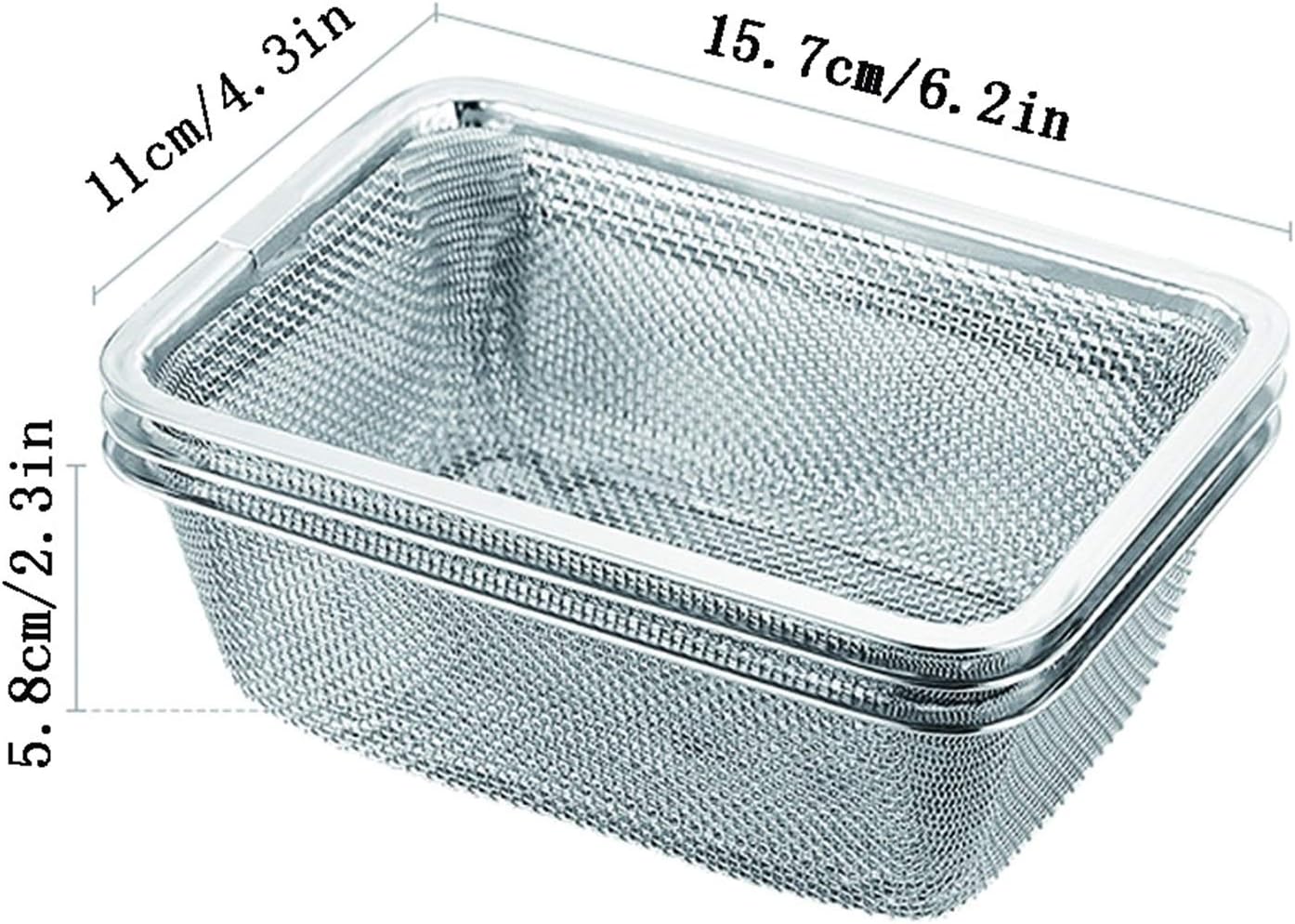Rectangular Stainless Steel Fine Mesh Used for Basket Vegetable Fruit Noodle Colander Has Three