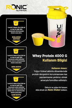 CULINARY CRAFTS Ronic Nutrition Whey Protein Tozu Ultimate 4000 G Kas Yapılanmasına Yardımcı Protein Tozu (ÇİLEK AROMALI) Hd-03
