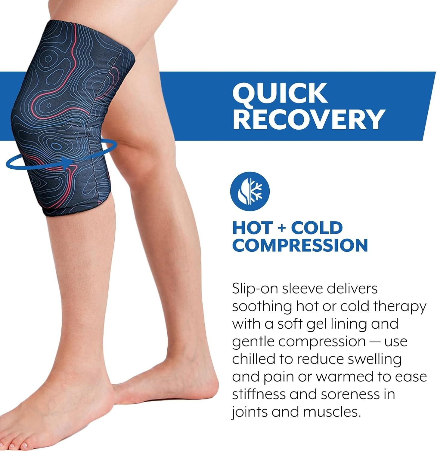 Brownmed Hot/Cold Sleeve - Stretchable Compression Sleeve for Mobility Support - Mild Compression Sleeve with Soft Gel Lining - Washable - Lightweight, Travel-Friendly - S/M