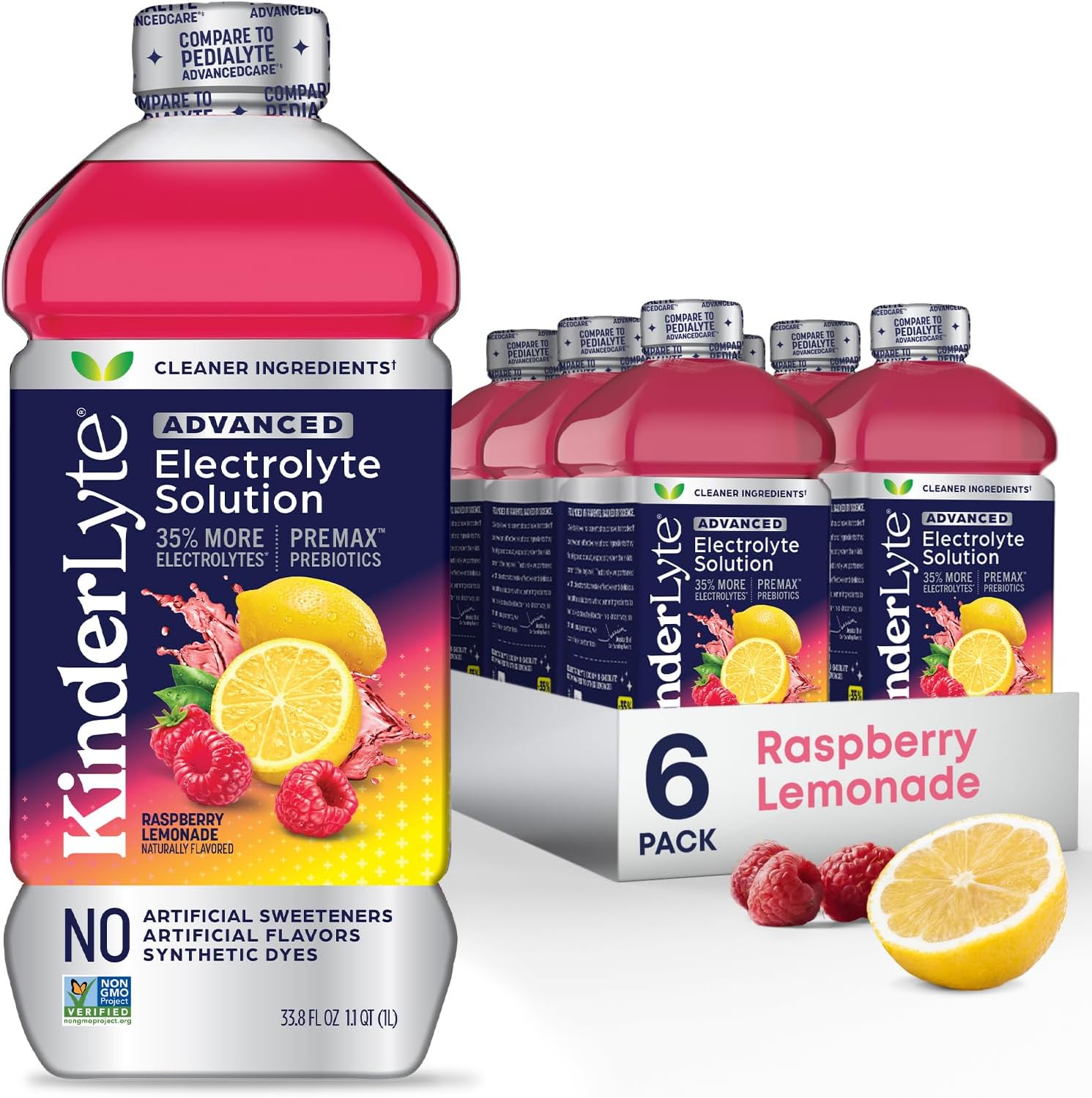 - KinderFarms Advanced Electrolyte Solution, 2X Faster Hydration vs. Water Alone, No Artificial Sweeteners or Flavors, No Synthetic Dyes, Raspberry Lemonade, for Kids and Adults, 33.8 fl oz (Pack of 6)