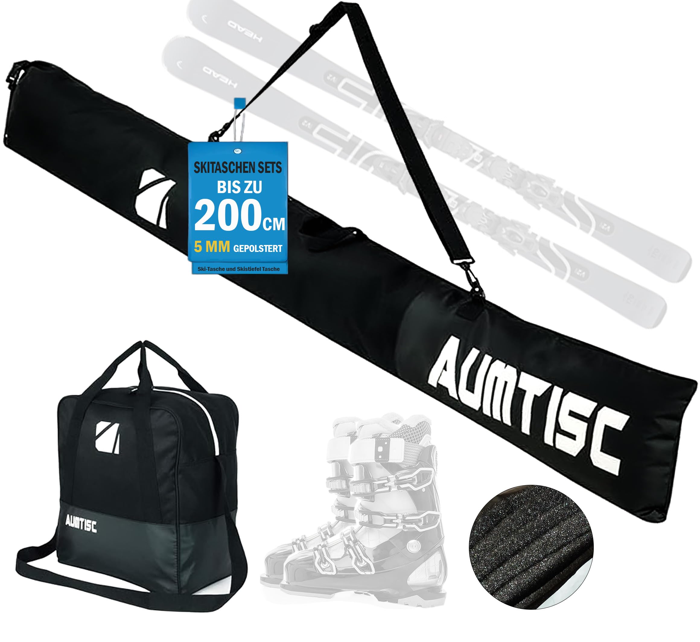 AUMTISC Ski Bag and Boot Bag Combo for 1 Pair of Ski and Boots,Adjustable Length Ski Bag…
