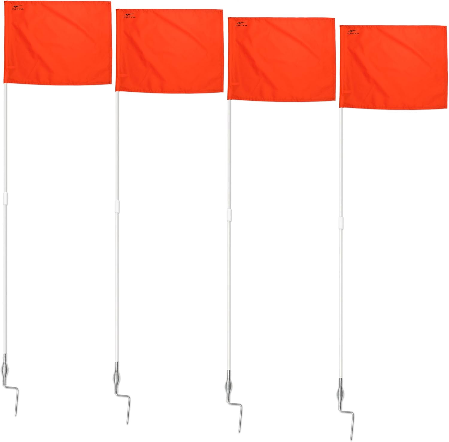 AGORA Fiberglass Portable Soccer Corner Flags with Spring Base - Set of 4