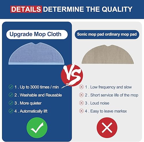 Miniatura 5 de 4 almohadillas de repuesto para aspiradora Roborock T7S T7S Plus S7S7MaxV, S7 MaxV Plus, paño reutilizable para pisos duros, repuesto húmedo de