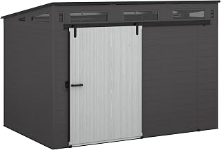 Suncast Modernist 10x7 Ft Barn Door Storage Shed - 483 Cu Ft, Made in USA, Secure Sliding Door