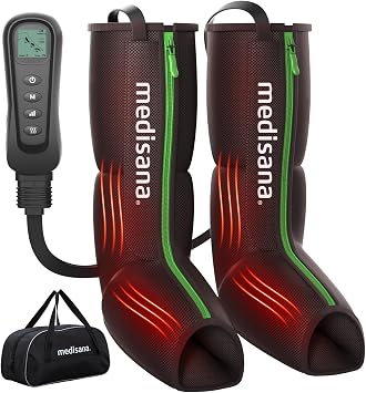Medisana Leg Compression Massager for Circulation, Foot and Leg Massager with Heat, 4 Modes 4 Pressure Levels 3 Timers, Leg Recovery Compression System for Swelling & Pain Relief