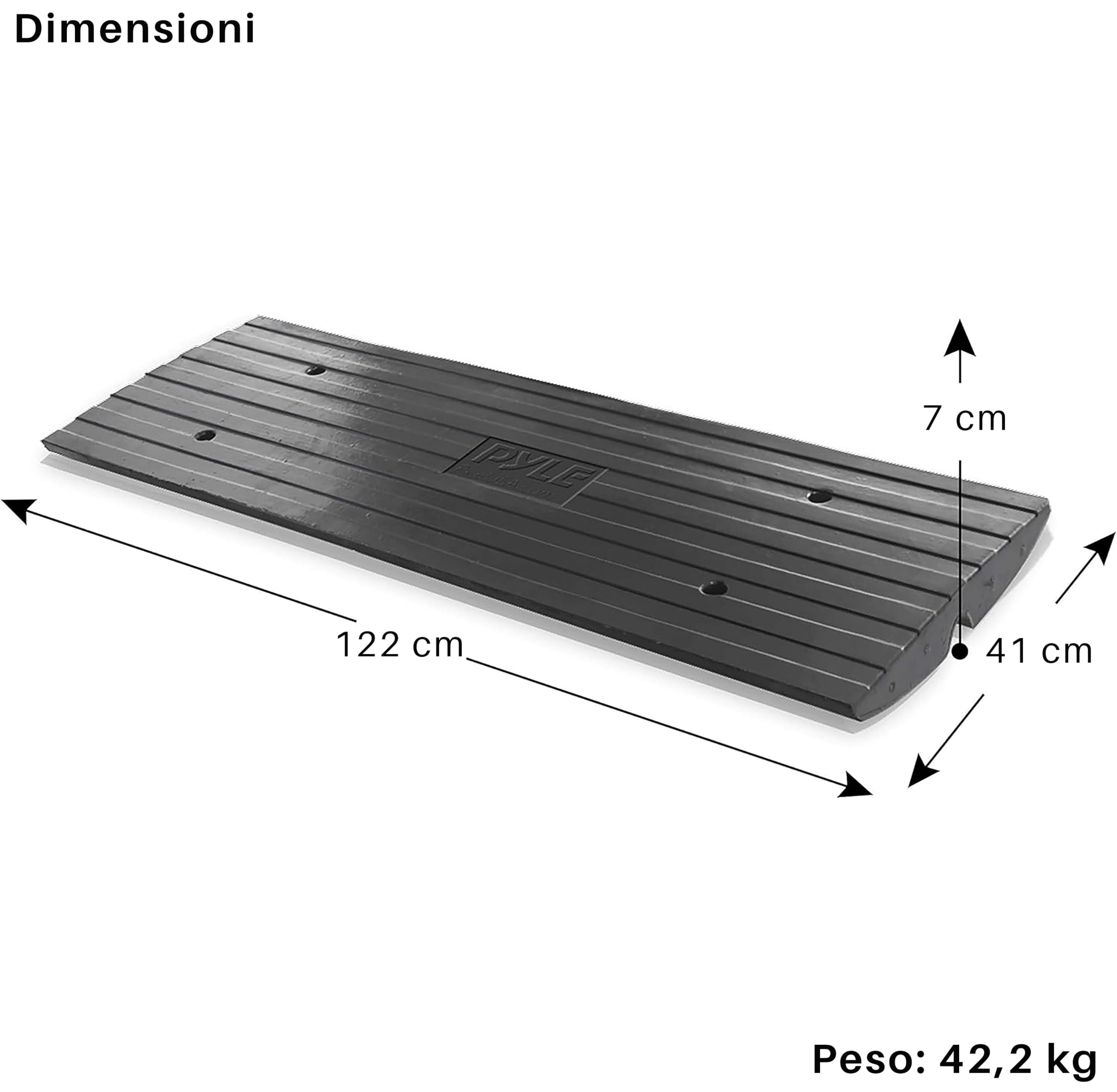 Pyle Rampa per Marciapiede per Auto, Rampa con Soglia in Gomma Resistente, per Banchina di Carico, Garage, Marciapiede, Camion, Scooter, Bici, Moto, Mobilità su Sedia a Rotelle e Altri Veicoli