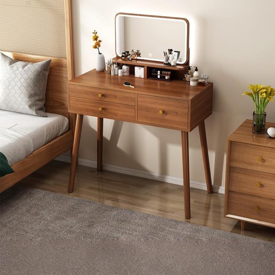 Makeup Vanity Set Dresser Desk Height 53.1 inches 135 cm with Illuminated Mirror Brightness Adjustable Vanity Desk with 3 Drawers Storage for Bedrooms, Living Rooms, Small Apartments 31.5 x