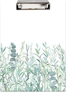 Britimes Clipboard Decorative Office School Hardboard Wood Nursing Clip Board and Pull for Standard A4 Letter Size Summer Mint Green Plant Tree 12.6" X 8.9"