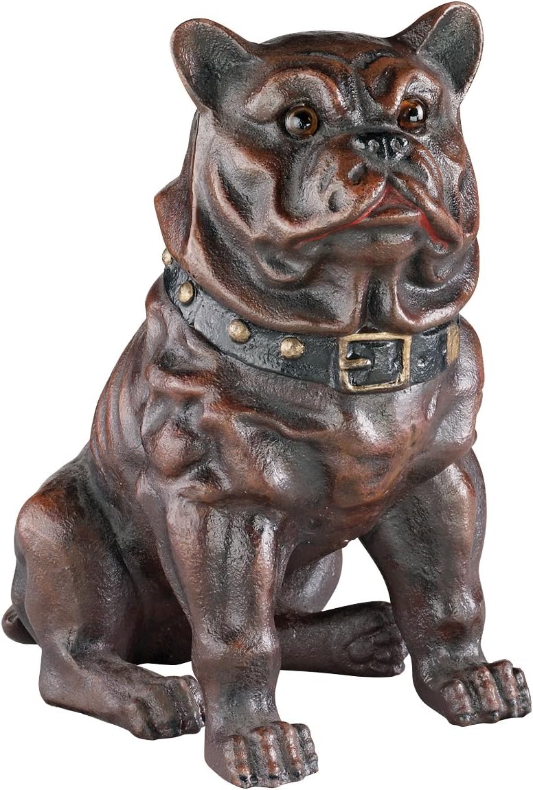 Design Toscano SP1347 Boss, The Sitting British Bulldog Collectors' Still Action Die-Cast Iron Coin Bank, Full Color