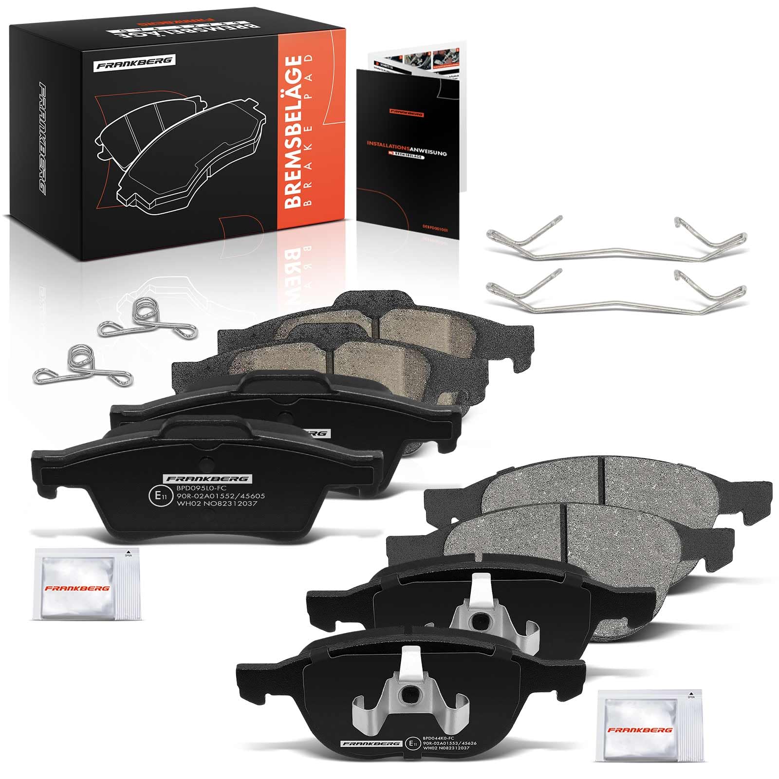 Frankberg 8 pastiglie freno anteriori e posteriori BPYK3323Z | Compatibile con: Focus III Box/Hatchback, V40 Cross Country 526, V40 Hatchback 525, Torneo Focus III, S40 II 544