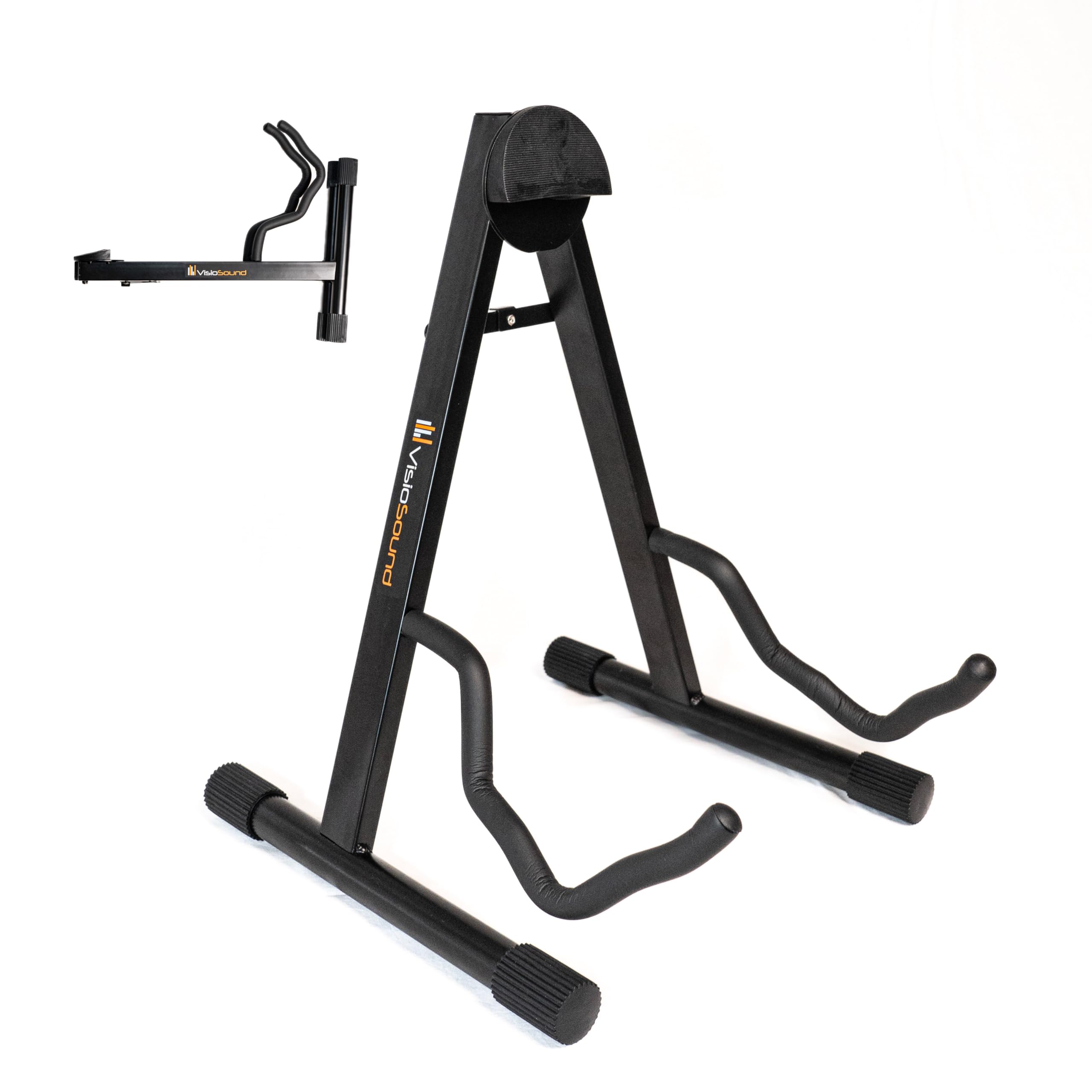 Visiosound Black Folding Guitar Stand Universal Portable Metal A-Frame Floor Stand For Acoustic Classical Electric Bass Guitars