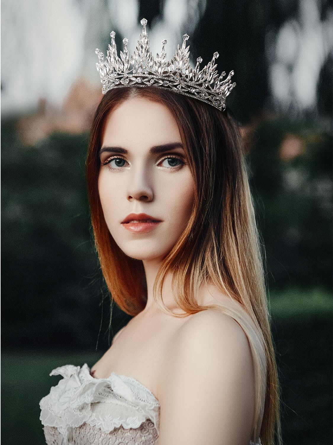 SWEETV Tiaras and Crowns for Women, Wedding Tiara for Bride, Rhinestone Queen Crown, Crystal Costume Hair Accessories for Birthday Prom Quinceanera Celebration - Image 2