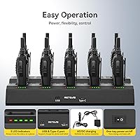 Vista 3 de Retevis H-777 Walkie Talkies for Adults, Long Range 2 Way Radio with Earpieces, 10 Way Multi Gang Charger, Type C Rechargeable Handheld Two-Way