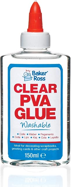Baker Ross AR533 Clear PVA Glue - 150 ml Bottle, Washable Glue Ideal for Kids Arts and Crafts Supplies