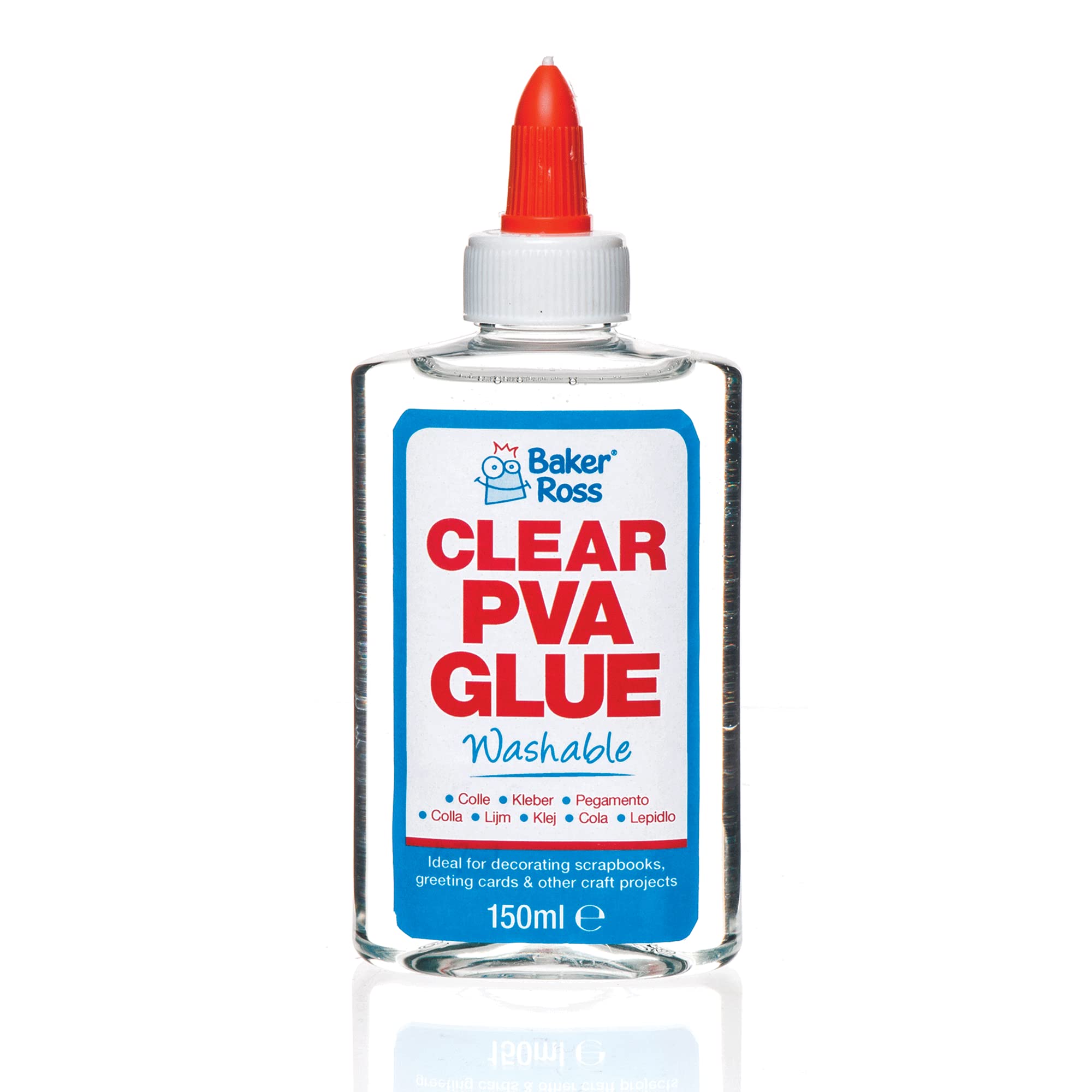 Baker Ross AR533 Clear PVA Glue - 150 ml Bottle, Washable Glue Ideal for Kids Arts and Crafts Supplies