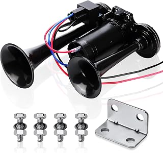 12V 150DB Air Horn for Truck for Train,Car Horns Loud Truck Horn Air Horn with Compressor for Truck Boat Train Speaker Cars Van Ship (Black)