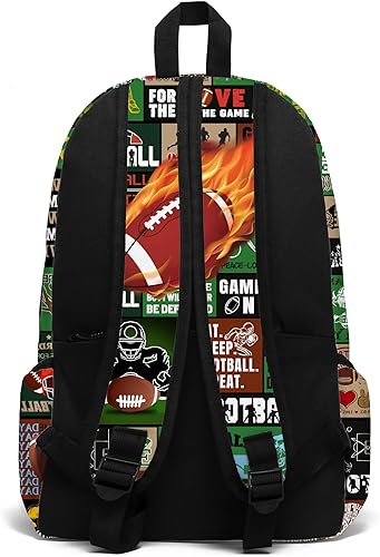 Miniatura 6 de Mochila escolar de fútbol de fuego para niños, mochila de fútbol de 17 pulgadas para escuela, fútbol, deportes, mochila para computadora portátil,