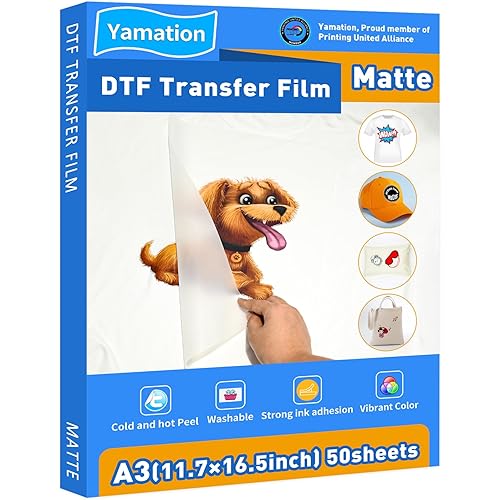 DTF Transfer Film: A3 50 Sheets Premium Double-Sided Matte Finish PET Transfer Paper Direct to T Shirts