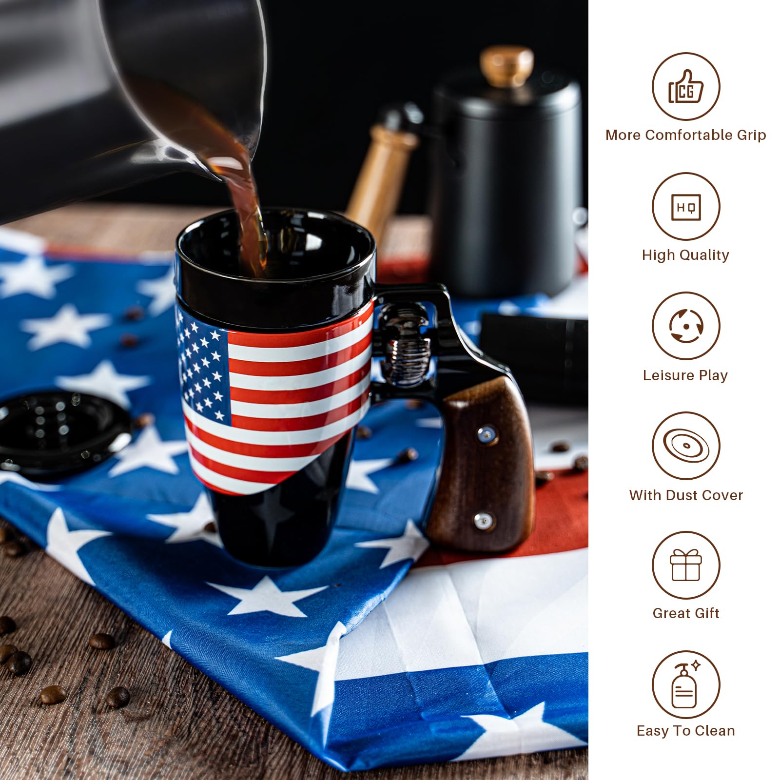 Amazon.com: VIREESR Novelty Coffee Mugs for Men, Ceramic Funny Gun Cup, Revolver  Mugs, Birthday Gifts for Father, Black Cool Unique Coffee Mug for Men,  Fathers Day Dad Gifts(16 oz Black Flag) :