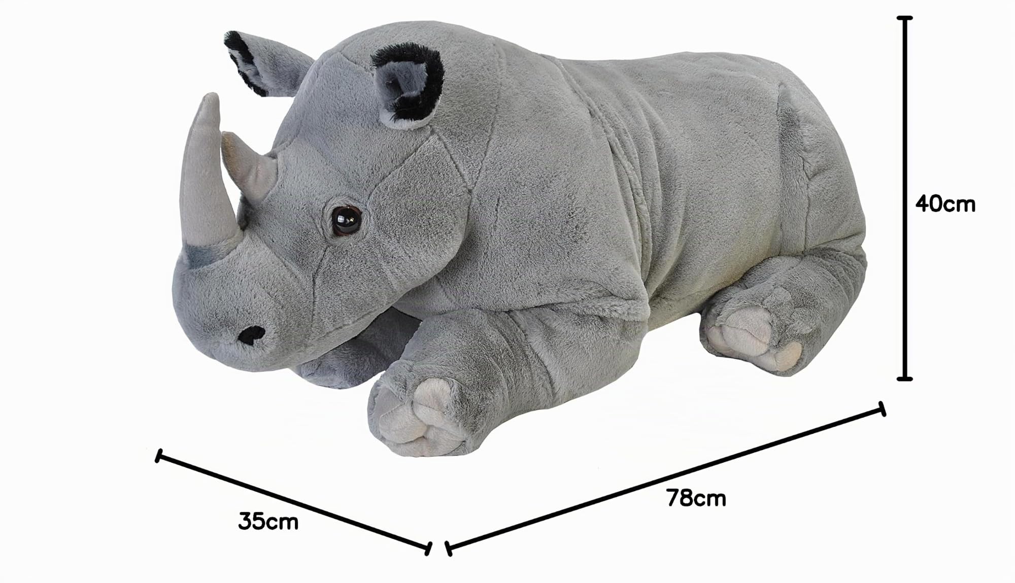 Wild Republic Cuddlekins Jumbo Rinoceronte, Peluche di Animali, 76 cm, Peluche per Neonati, Peluche per Regalo di Compleanno Imbottitura Realizzata Partendo da Bottiglie Riciclate