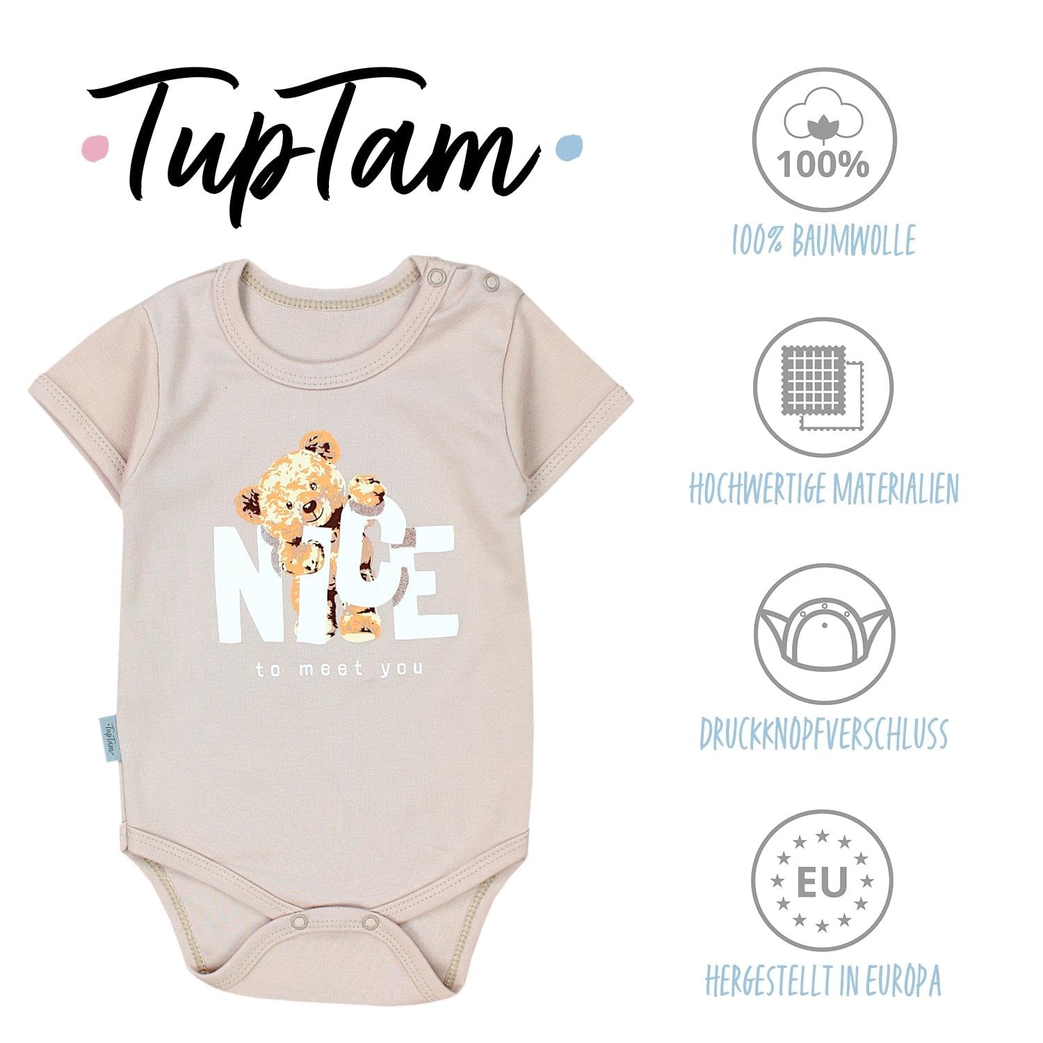 TupTam Body Bebé Niña 5 Piezas – Bodies Bebé de Algodón Manga Corta para Verano o Ropa Interior