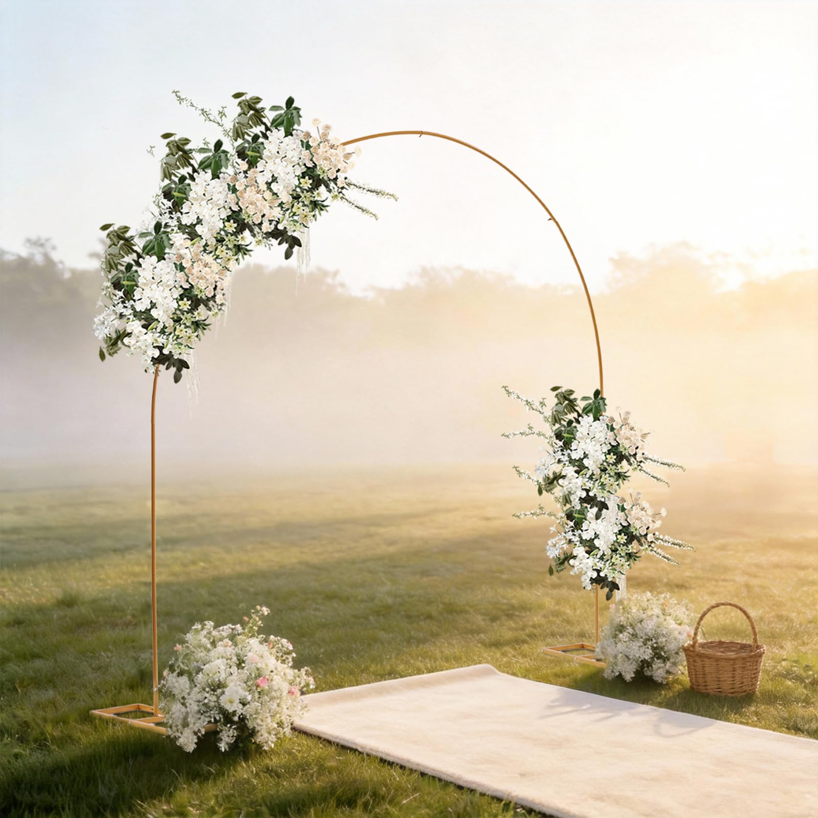 2,3 x 2,3 m, arco di nozze in metallo, con base, supporto per palloncini e fiori, decorazione regolabile, per matrimonio, compleanno, fidanzamento, laurea, riutilizzabile