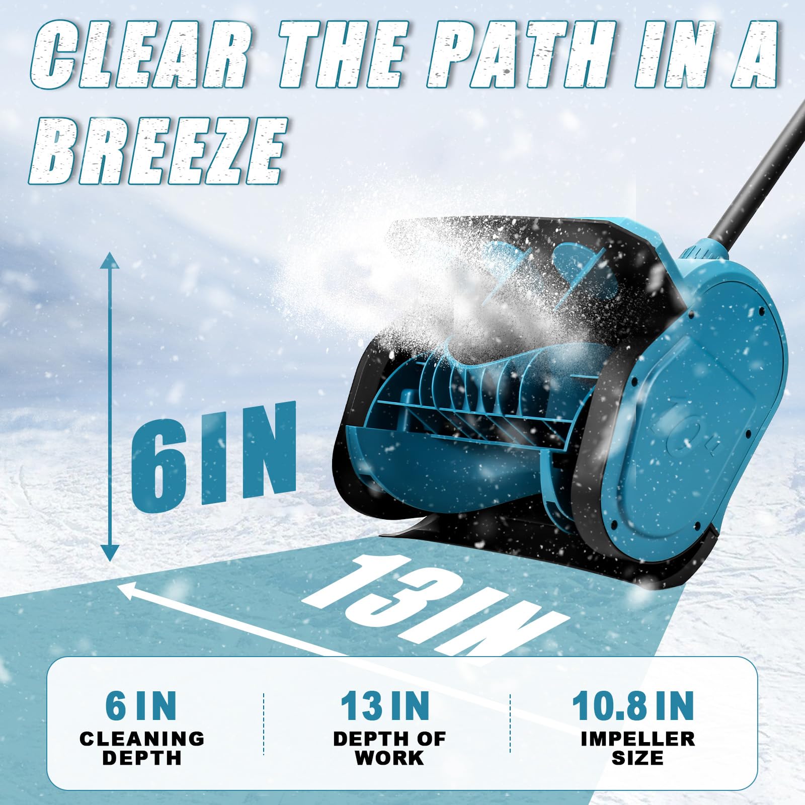 Panthem Souffleuse à Neige Sans Fil Compatible Avec Makita 18 V, Électrique, Jusqu'à 15 cm de Hauteur, 1200 W, 8 m de Portée, Large