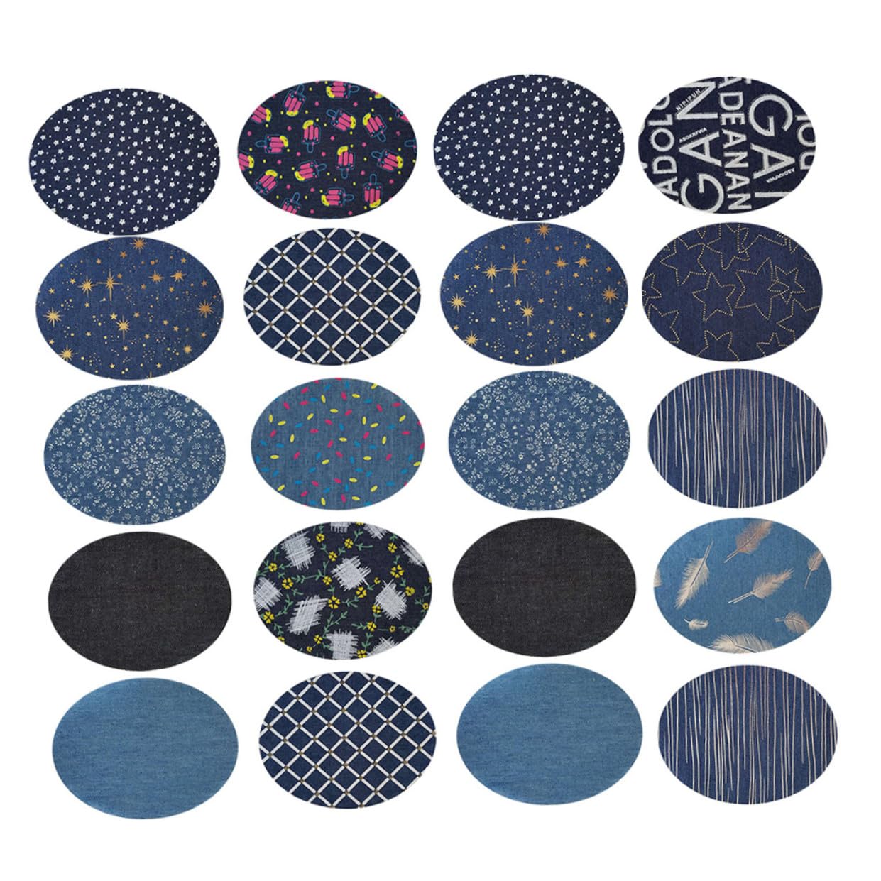 Lurrose 60stücke Bedruckte Denim Applikationen Diy Patches Für Jeans Und Kleidung Zufällige Farben Für Kreative Reparaturen Und Gestaltung