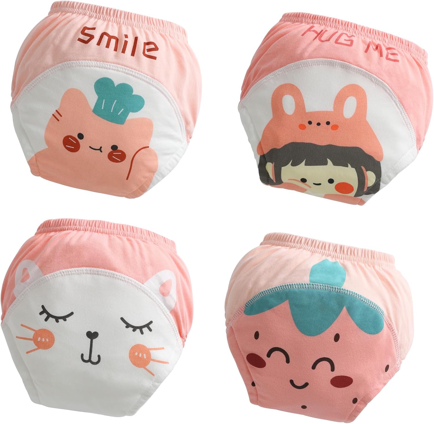 Potty Training Underwear Absorbent Toddler Training Pants for Boys and Girls, 100% Cotton Reusable Pee Pants 1T-4T