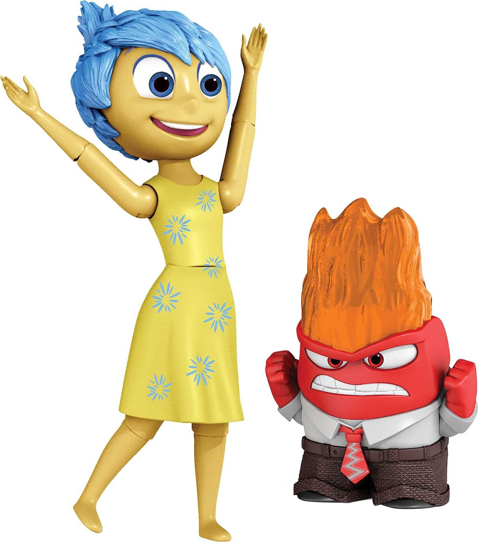 Disney and Pixar Inside Out Anger & Joy Action Figures, Posable Character in Signature Look, Collectible Toy Set