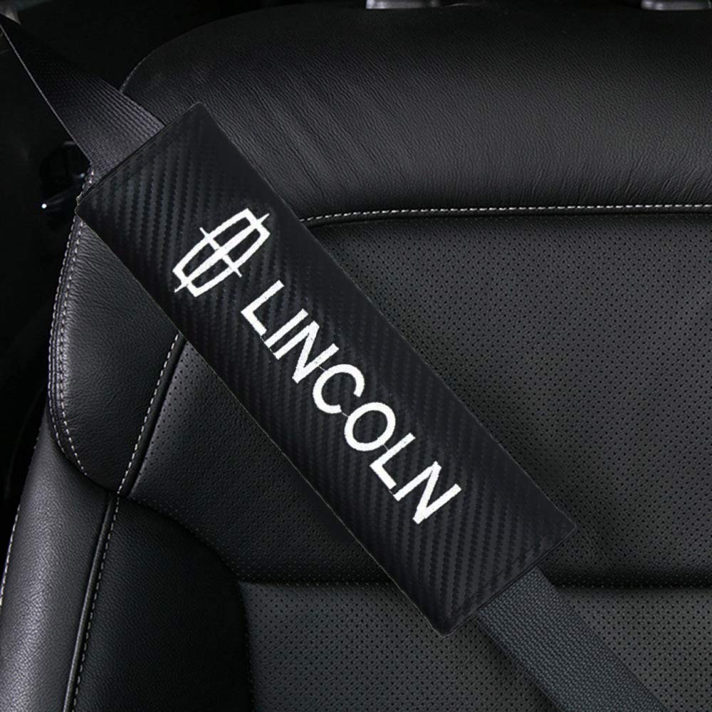 YUNONG 2Pack Emblem Car Logo Seat Belt Pads Carbon Fiber Shoulder Padding Seatbelt Cover Neck Pads for Adult Children
