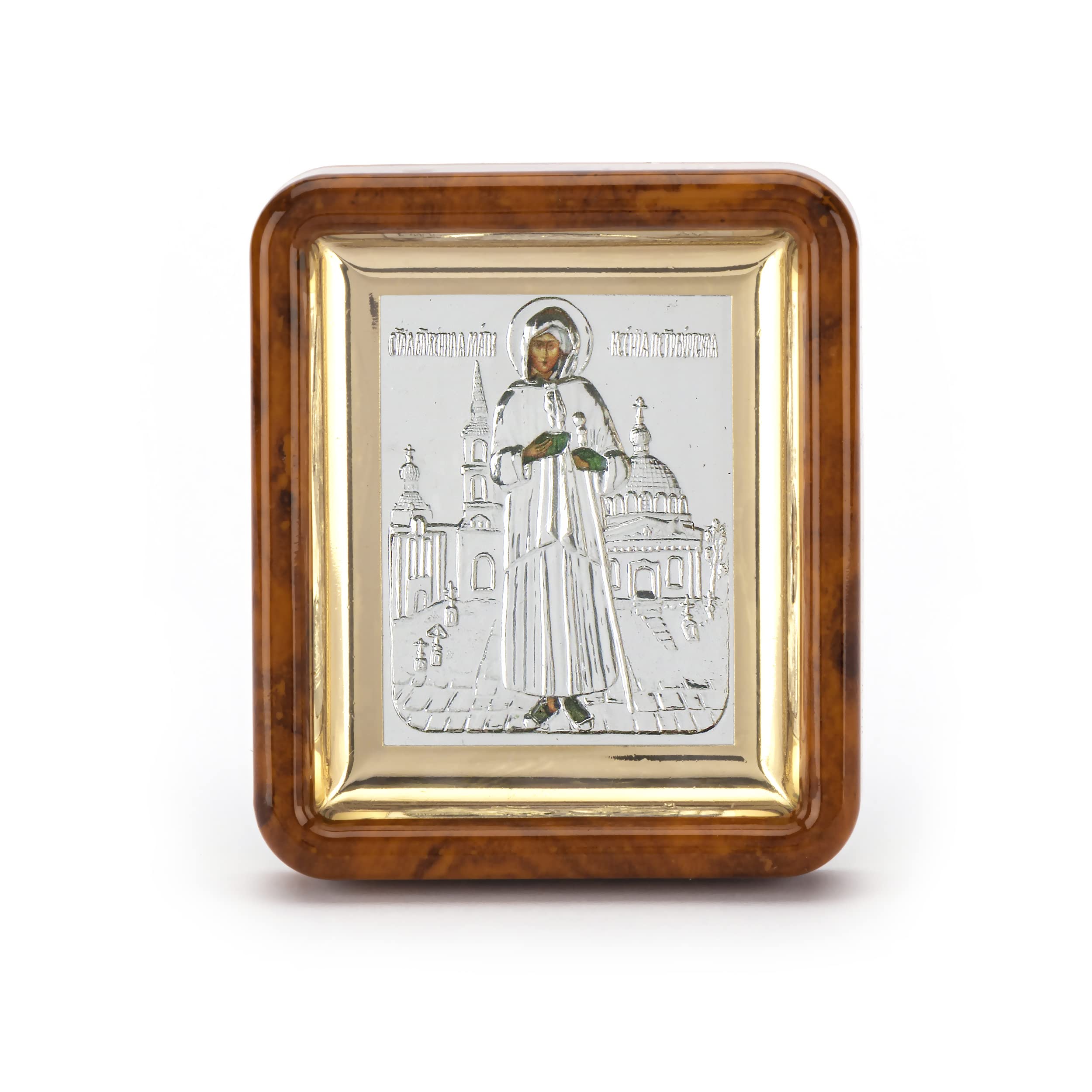 NKlaus Xenia Von St. Petesburg Icon in Frame with Plexiglass 7 x 6 cm Christian 11066, Holzimitat