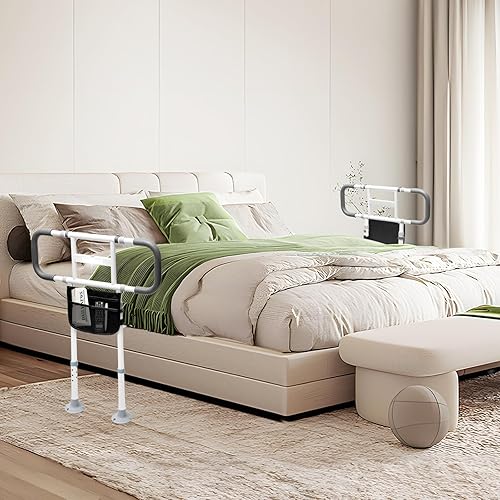 Miniatura 7 de YEEGO DIRECT Rieles de cama para adultos mayores, altura ajustable, rieles de asistencia de cama para personas mayores con luz de movimiento,