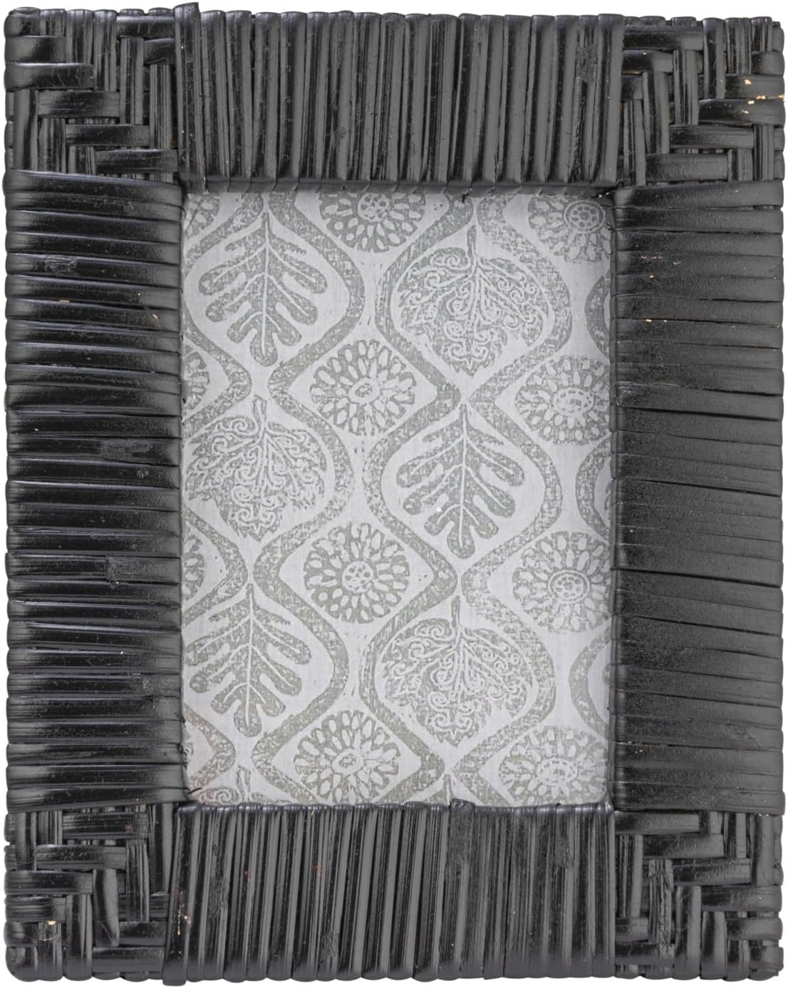 Creative Co-Op Handwoven Rattan Photo Frame, Black (Holds 5" x 7" Photo)
