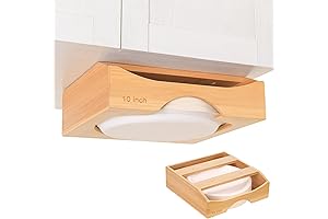 10-inch Paper Plate Dispenser: Bamboo Under-Cabinet Plate Holder