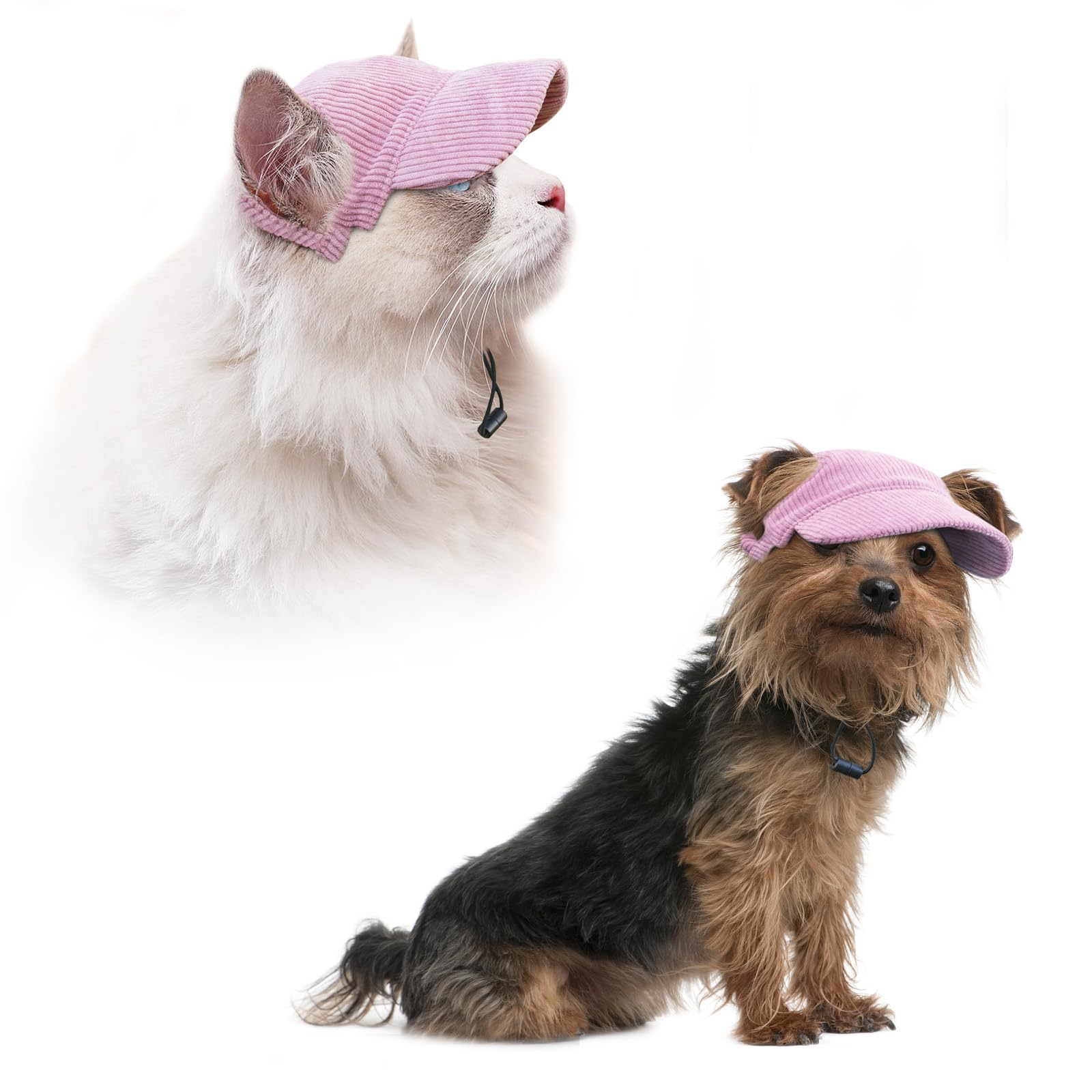 BASVII Cappello da Baseball per Cani in Morbido Velluto a Coste, Dimensioni regolabili, Come Abbigliamento per Cani da Compagnia, per la Decorazione e la Protezione Solare (S, Rosa)
