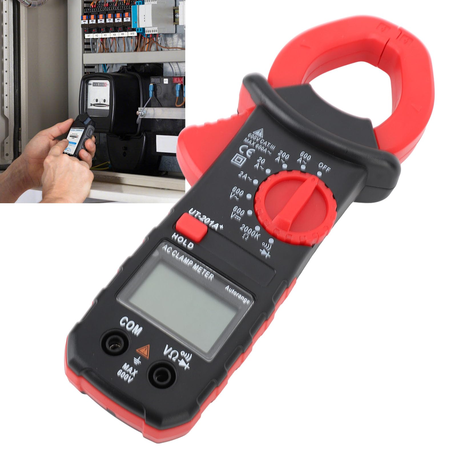 Hilitand Digital Clamp Meter High Accuracy Voltage Current Resistance Measuring Tool with Clear Display for Electricians, Hilitand18gzmpc49n