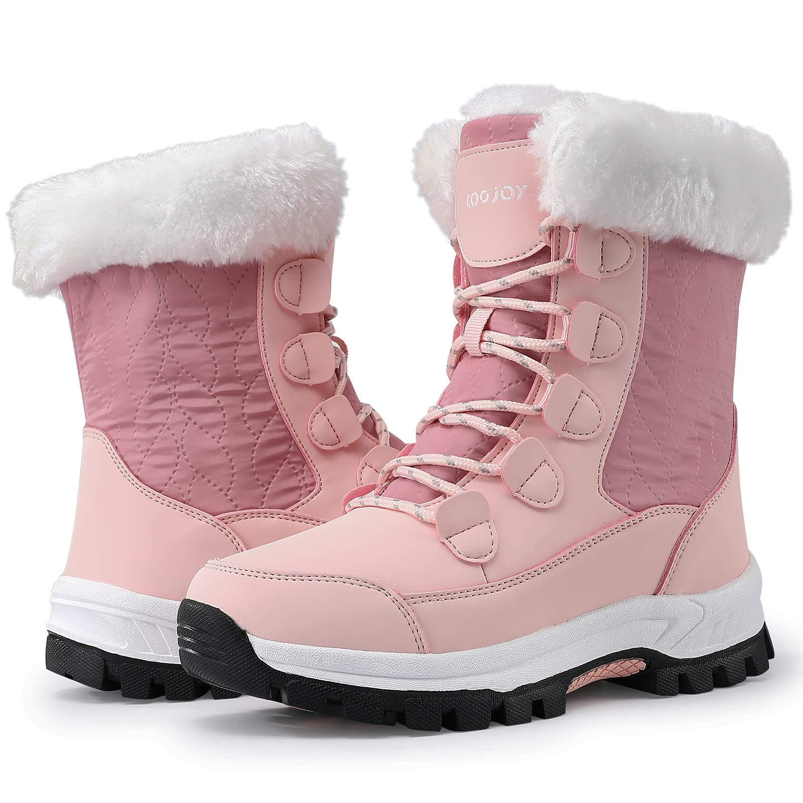 COOJOY Womens Winter Snow Boots Waterproof Shoes Walking Hiking Tennis Booties Furry Mid Calf Warm Lightweight Comfortable
