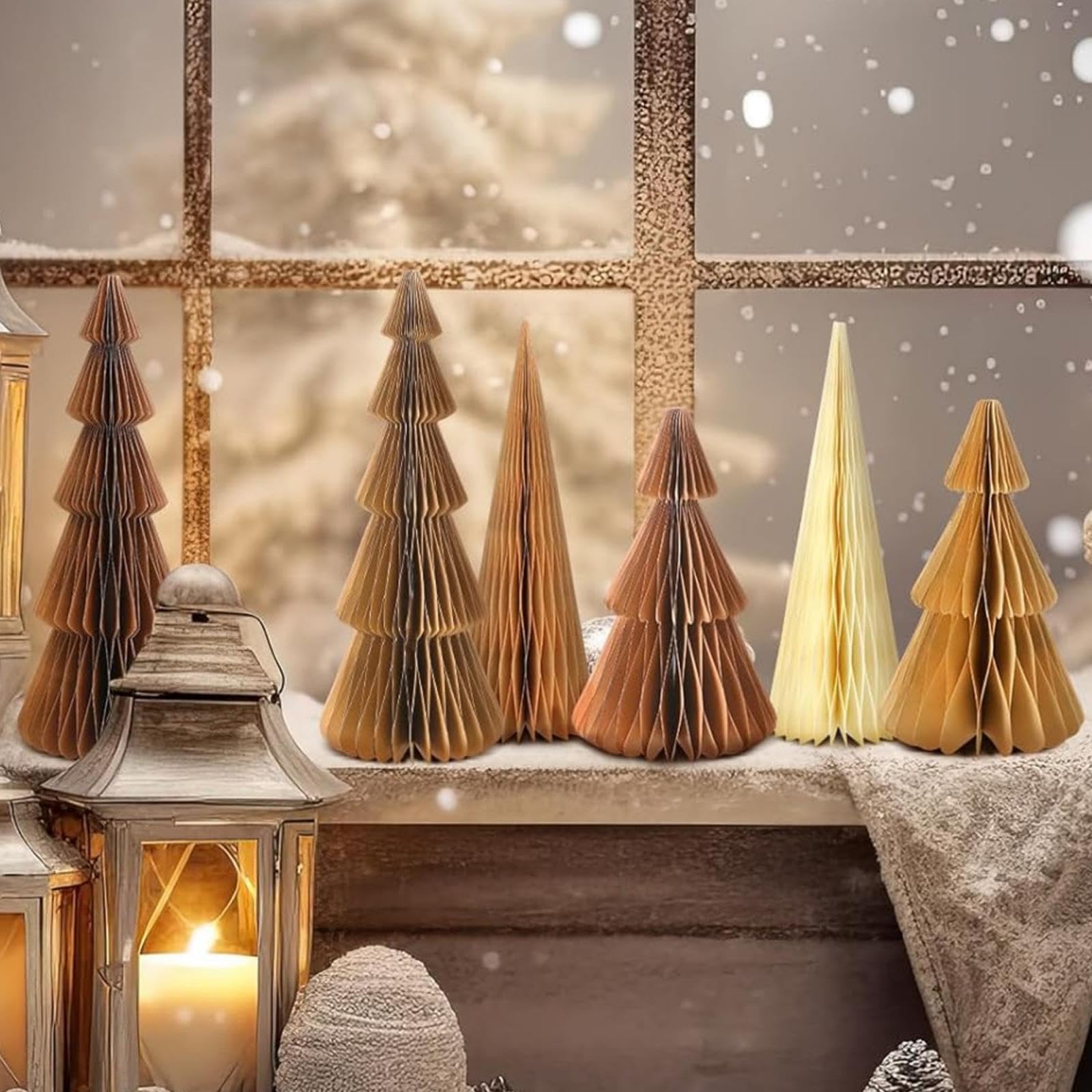 Amazon.com: Watersay 6 Pcs Brown Christmas Tree Honeycomb