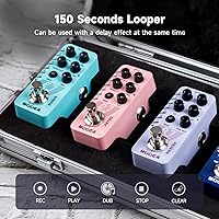 Vista 3 de MOOER Pedal de guitarra D7 Delay con 6 cintas de retardo diferentes y grabación Looper de 150s, función ajustable múltiple, tempo de toque Surpport