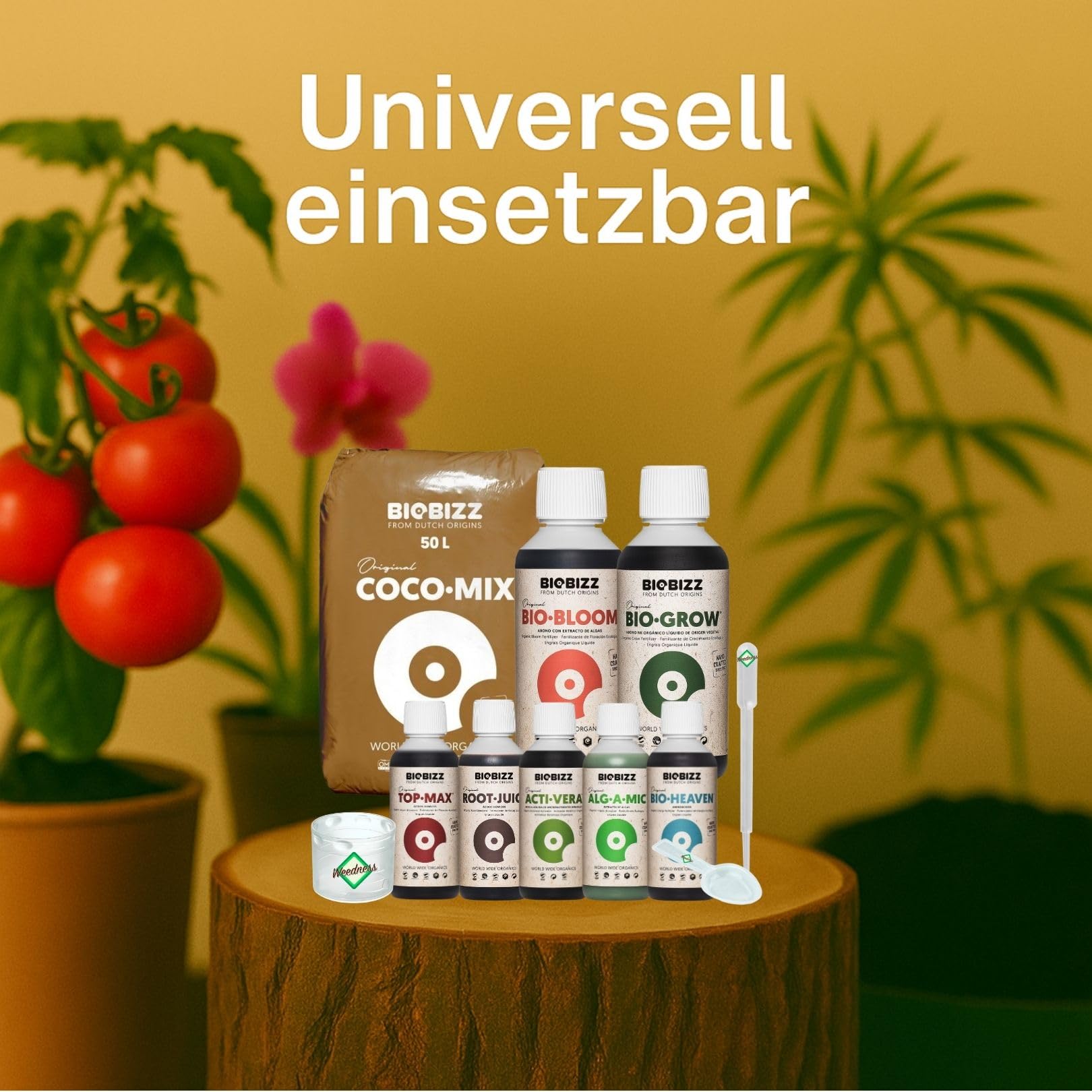 Weedness BioBizz Coco Mix 50 Liter + Dünger Set Big - Kokoserde gepresst Blumenerde Substrat Kokos Anzuchterde Grow