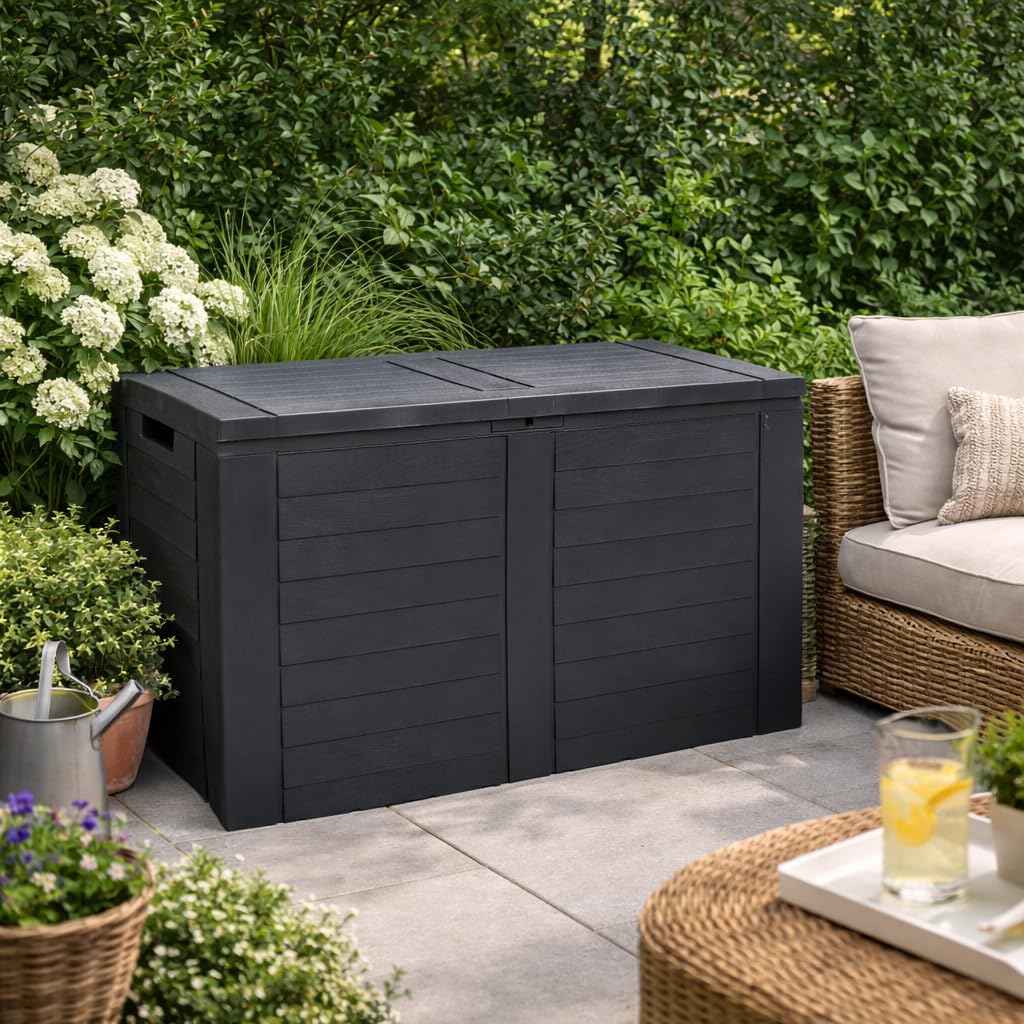 Acomoda Textil - Baul de Almacenaje Exterior 160 Litros 75x44x53 cm con Asas Laterales y Tapa Superior. Arcon de Exterior para Cojines, Herramientas, Accesorios para Terraza Patio o Jardín