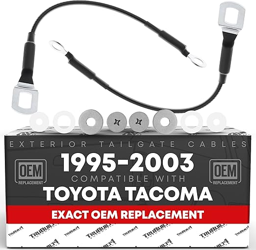 Tailgate Support Cable Replacement Set, Rear Driver & Passenger Side - Compatible with 1995-2004 Toyota Tacoma - Tail Gate Support Cable Straps, Metal 14-9/16" Long - OEM 65770-04030, 38531