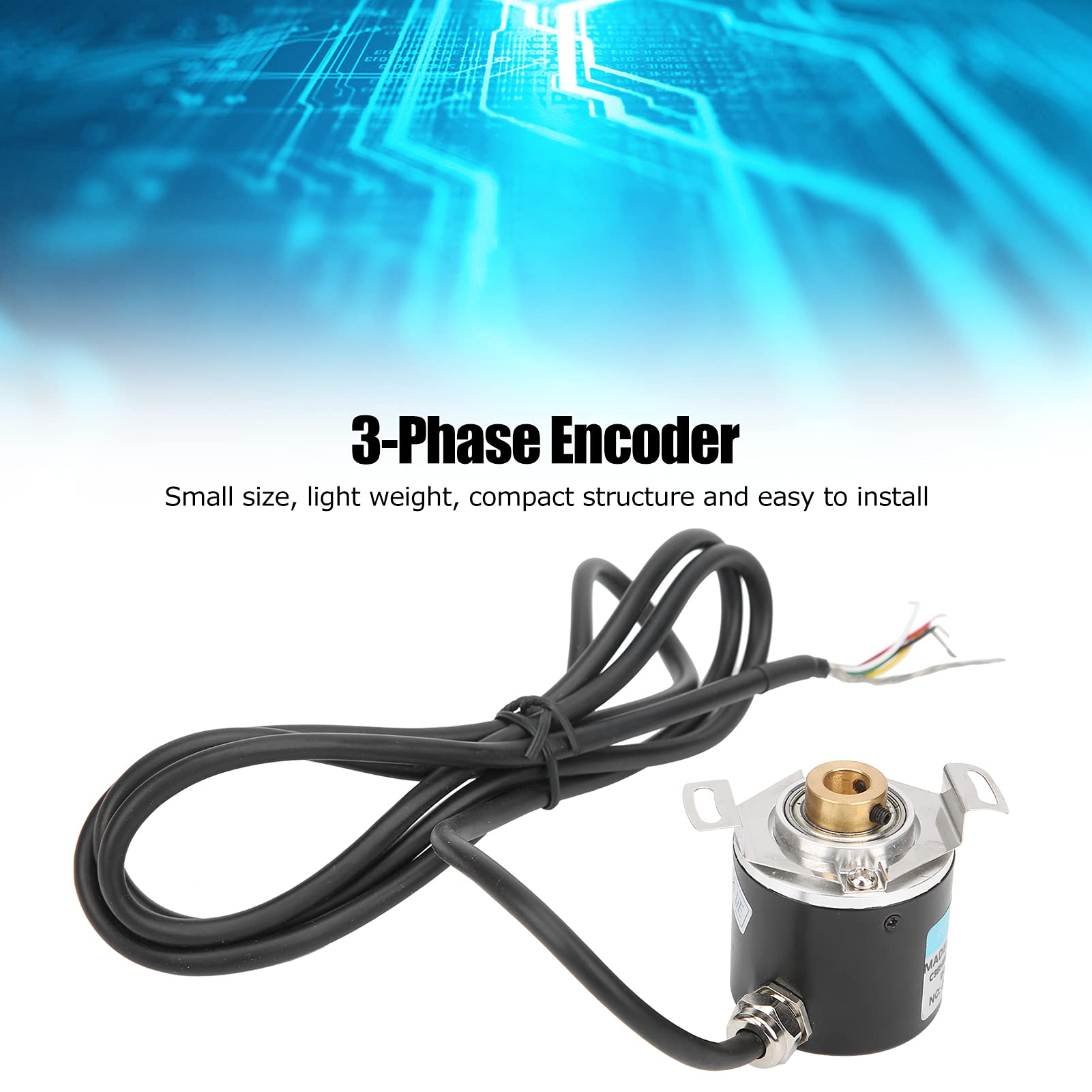 Codeur Rotatif Optique Incrémental 6 000 Tr/min ABZ, triphasé, Arbre Semi-creux de 6 Mm, Alimentation Large Tension CC 5-24 V (C38S6G5-200Z-G24N)