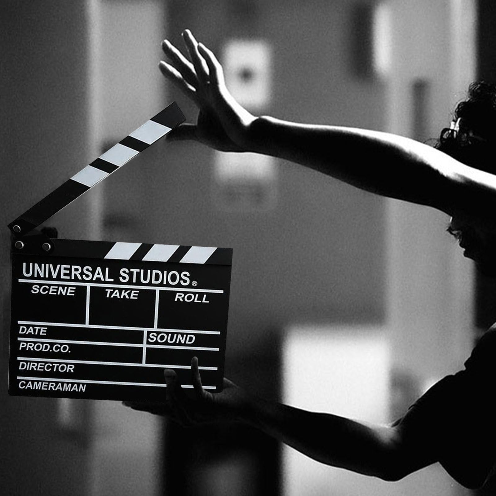 clap De Cinéma Générique Noir et Blanc 18 x 20 cm Clapper Board Réalisateur Marqueur Cinéma Décoration Film Coupe Prop pour Production Vidéo TV Action Cut Clapper 2pcs