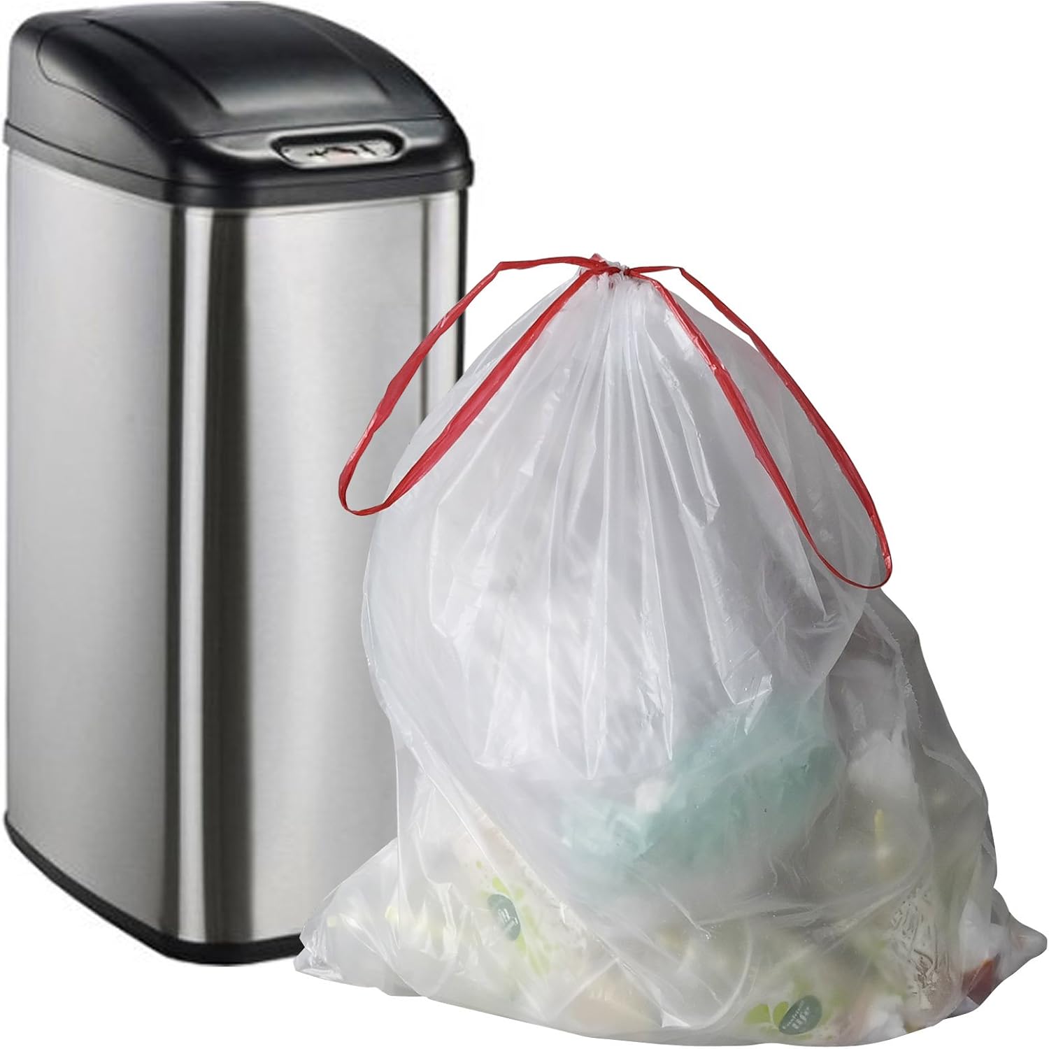 Pekky 8 Gallon Drawstring Trash Bags, Clear, Heavy Duty, 120 Counts