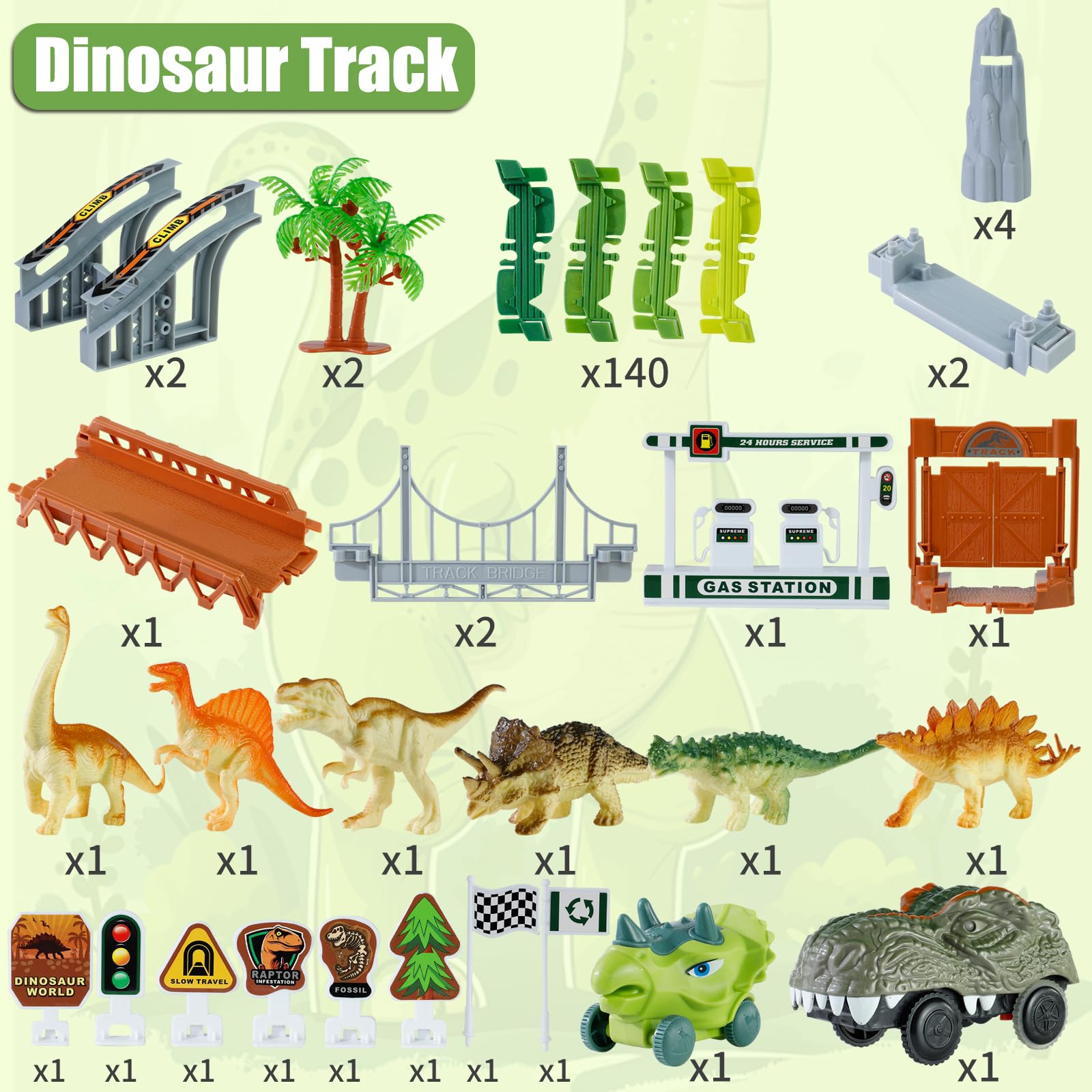 Juguetes de dinosaurio, pista de carreras de dinosaurios para niños de 3 a 5 años, juego flexible de pista de tren con dinosaurios y autos, juguetes para niños pequeños para edades de 3, 4, 5, 6, 7, 8 2